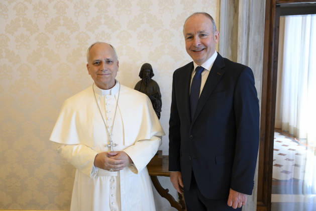 ITALY- REL VATICAN -POPE LEO XVI DURING A PRIVATE AUDIENCE WITH HIS EXCELLENCY MR.MICHEAL MARTIN,PRIME MINISTRE OF IRELAND May 22, 2026 ITALY REL - Vatican,May 22, 2026: Pope Leo XIV receives His Excellency Mr. Micheal Martin, Prime Minister of Ireland, in audience EDITORIAL USE ONLY - NO BOOKS Copyright: xVATICANxMEDIAx xCatholicxPressxPhotox