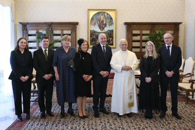 ITALY- REL VATICAN -POPE LEO XVI DURING A PRIVATE AUDIENCE WITH HIS EXCELLENCY MR.MICHEAL MARTIN,PRIME MINISTRE OF IRELAND May 22, 2026 ITALY REL - Vatican,May 22, 2026: Pope Leo XIV receives His Excellency Mr. Micheal Martin, Prime Minister of Ireland, in audience EDITORIAL USE ONLY - NO BOOKS Copyright: xVATICANxMEDIAx xCatholicxPressxPhotox