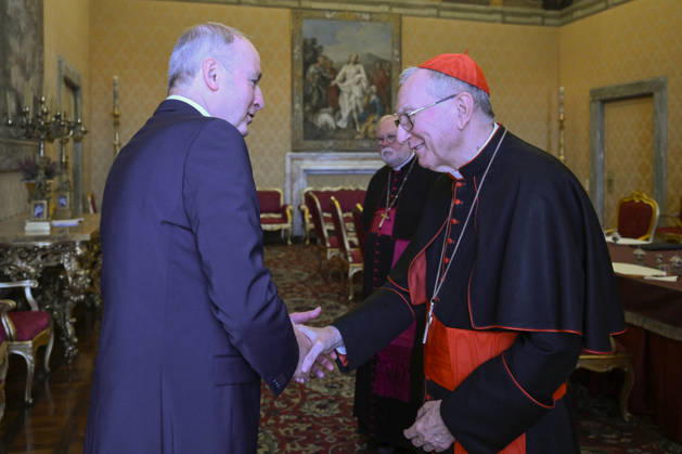 ITALY- REL VATICAN -POPE LEO XVI DURING A PRIVATE AUDIENCE WITH HIS EXCELLENCY MR.MICHEAL MARTIN,PRIME MINISTRE OF IRELAND May 22, 2026 ITALY REL - Vatican,May 22, 2026: Pope Leo XIV receives His Excellency Mr. Micheal Martin, Prime Minister of Ireland, in audience EDITORIAL USE ONLY - NO BOOKS Copyright: xVATICANxMEDIAx xCatholicxPressxPhotox
