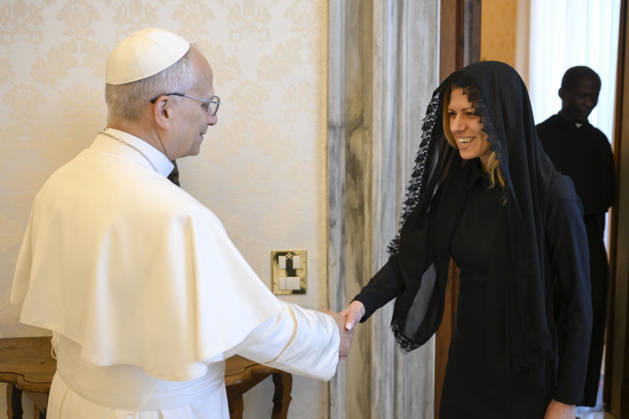ITALY- REL VATICAN -POPE LEO XVI DURING A PRIVATE AUDIENCE WITH MS.MIHAELA DOTSOVA,PRESIDENT OF THE NATIONAL ASSEMBLY OF THE REPUBLIC OF BULGARIA May 22, 2026 ITALY REL - Vatican,May 22, 2026: Pope Leo XIV receives in audience Ms. Mihaela Dotsova, President of the National Assembly of the Republic of Bulgaria EDITORIAL USE ONLY - NO BOOKS Copyright: xVATICANxMEDIAx xCatholicxPressxPhotox