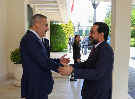 Turkish Foreign Minister Hakan Fidan ANKARA, TURKIYE - MAY 24: (----EDITORIAL USE ONLY - MANDATORY CREDIT - TURKISH FOREIGN MINISTRY HANDOUT - NO MARKETING NO ADVERTISING CAMPAIGNS - DISTRIBUTED AS A SERVICE TO CLIENTS----) Turkish Foreign Minister Hakan Fidan (L) receives the leader of Iraq s Taqaddum Party, Mohammad al-Halbousi (R), in Ankara, Turkiye, on May 24, 2026. Turkish Foreign Ministry Handout Anadolu Ankara Turkey. Editorial use only. Please get in touch for any other usage. Copyright: x2026xAnadoluxTurkishxForeignxMinistryx xHandoutx