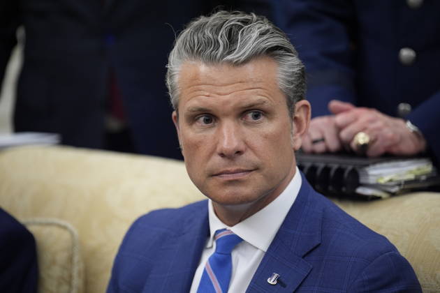 United States Secretary of War Pete Hegseth listens as US President Donald J Trump meets with Mark Rutte, Secretary General of the North Atlantic Treaty Organization (NATO) in the Oval Office of the White House in Washington, DC, USA, on Wednesday, June 24, 2026. Copyright: xYurixGripasx xPoolxviaxCNPx MediaPunchx