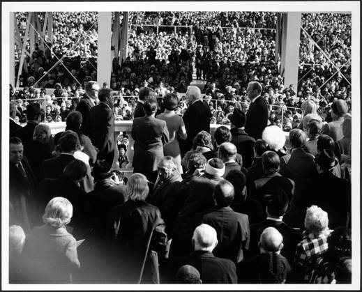 RECORD DATE NOT STATED 1977 Photograph; Photography; Black and White; Black and White Photograph; Black and White Photography; Inauguration; Speech; President; President of the United States; POTUS; President Jimmy Carter; Jimmy Carter; James Earl Carter Jr.; American; America; United States; United States of America; U.S.A.; U.S.; Politician; Politics; Political; 20th Century , WHA_110_0473.jpg, World History Archive Copyright: xx
