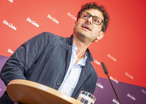 Luigi Pantisano EUR, Germany, Berlin, July 6, 2026 Press conference by Luigi Pantisano, Chair of the Die Linke party, at the Karl Liebknecht House on current issues