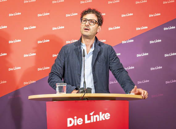 Luigi Pantisano EUR, Germany, Berlin, July 6, 2026 Press conference by Luigi Pantisano, Chair of the Die Linke party, at the Karl Liebknecht House on current issues