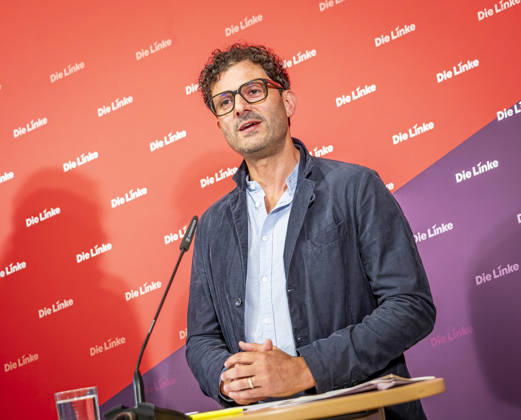 Luigi Pantisano EUR, Germany, Berlin, July 6, 2026 Press conference by Luigi Pantisano, Chair of the Die Linke party, at the Karl Liebknecht House on current issues