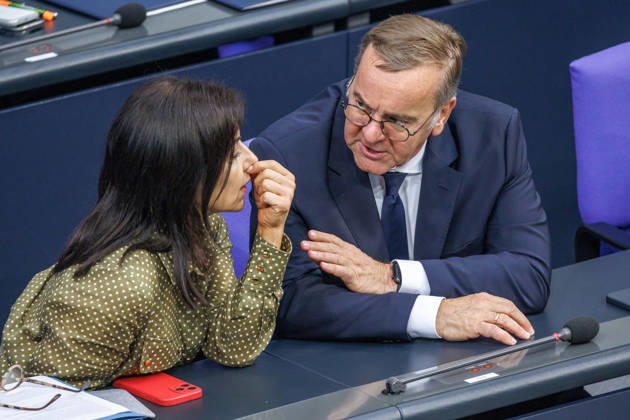 German Bundestag: Katherina Reiche (CDU), Federal Minister for Economic Affairs and Energy, and Boris Pistorius (SPD), Federal Minister of Defense, at the German Bundestag on July 9, 2026, in Berlin, Berlin, Berlin, Germany, Bundestag