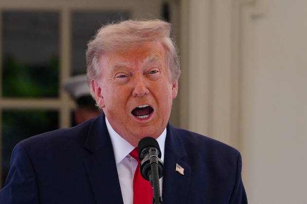 United States President Donald J Trump makes remarks as he hosts top IndyCar drivers at the White House in Washington, DC, USA, to promote the inaugural Freedom 250 Grand Prix on Monday, July 13, 2026. The race will be held in DC on August 22-23, 2026. Credit: CNP AdMedia Washington District of Columbia United States of America EDITORIAL USE ONLY  Copyright: xx AdMediax admphotosthree005107