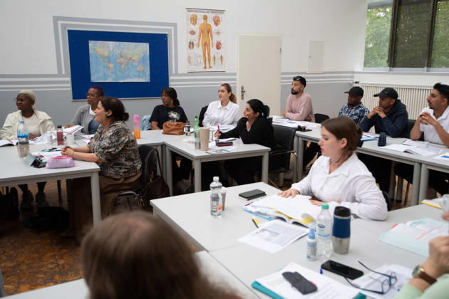 Verena SCHAEFFER, Schäffer, Minister for Children, Youth, Family, Equality, Refugees, and Integration of the State of North Rhine-Westphalia, visits the Quaz Ruhr Language and Training Center in Bochum on July 22, 2026