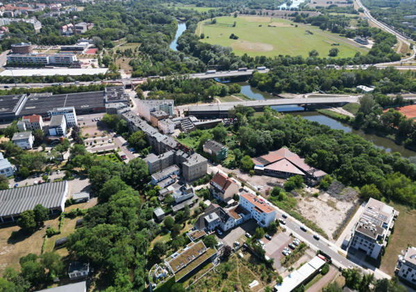 July 14, 2026 Halle (Saale) Halle (Saale) Halle (Saale) Saxony-Anhalt View Cityscape Saxony-Anhalt View View of the Elisabeth Bridge, Magistrale, and horse racing track �