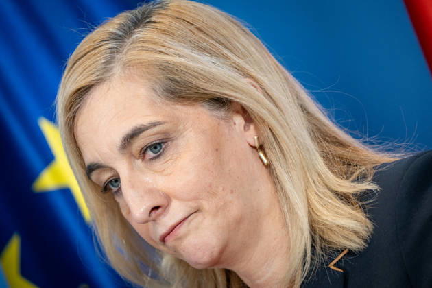 Nina Warken, Federal Minister for Special Tasks, Head of the Federal Chancellery, and Federal Government Commissioner for the Federal Intelligence Services, during a press conference at the Federal Chancellery on the reform of intelligence service legislation, Berlin, Germany, Federal Chancellery