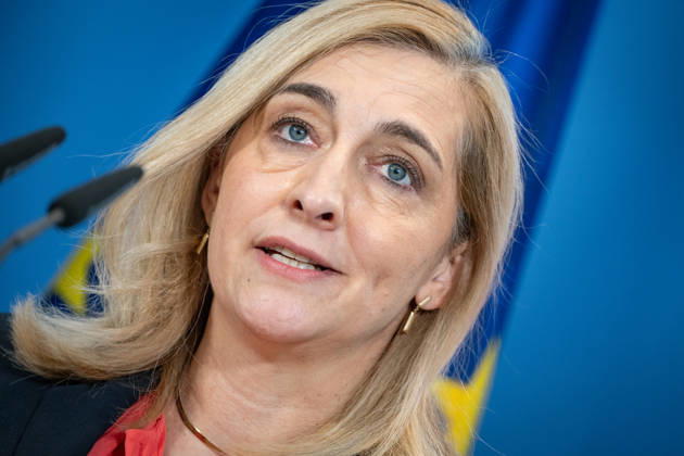 Nina Warken, Federal Minister for Special Tasks, Head of the Federal Chancellery, and Federal Government Commissioner for the Federal Intelligence Services, during a press conference at the Federal Chancellery on the reform of intelligence service legislation, Berlin, Germany, Federal Chancellery