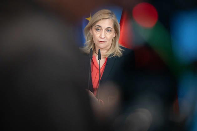 Nina Warken, Federal Minister for Special Tasks, Head of the Federal Chancellery, and Federal Government Commissioner for the Federal Intelligence Services, during a press conference at the Federal Chancellery on the reform of intelligence service legislation, Berlin, Germany, Federal Chancellery