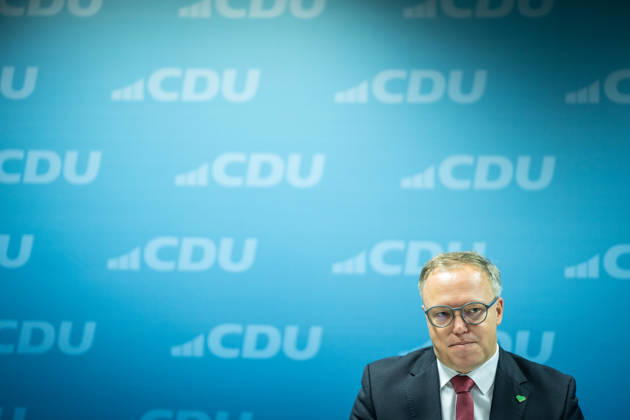 Mario Voigt, Minister-President of Thuringia, holds a press conference at the CDU state headquarters Press conference by the Minister-President of Thuringia at the CDU state headquarters, Erfurt, Thuringia, Germany CDU Thuringia State Headquarters