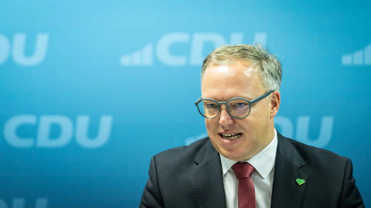Mario Voigt, Minister-President of Thuringia, holds a press conference at the CDU state headquarters Press conference by the Minister-President of Thuringia at the CDU state headquarters, Erfurt, Thuringia, Germany CDU Thuringia State Headquarters