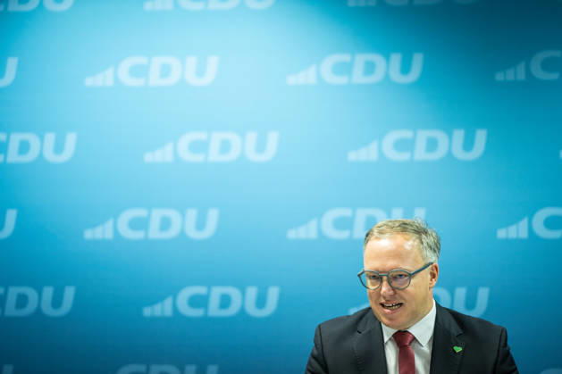 Mario Voigt, Minister-President of Thuringia, holds a press conference at the CDU state headquarters Press conference by the Minister-President of Thuringia at the CDU state headquarters, Erfurt, Thuringia, Germany CDU Thuringia State Headquarters
