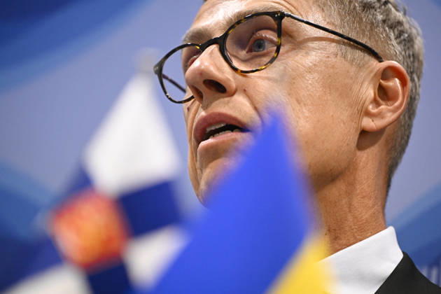 LKS 20260824 Finland s President Alexander Stubb is speaking during his press conference in the evening after the Coalition of the Willing Meeting in Kyiv, Ukraine on Ukraine’s 35th Independence Day, August 24, 2026. - ANTTI AIMO-KOIVISTO Kiova Ukraine  Copyright: xAnttixAimo-Koivistox 5Y92ed7r0MM