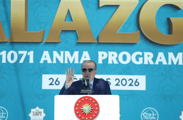 Turkish President Erdogan Attends 955th Anniversary of Manzikert Victory Turkish President Recep Tayyip Erdogan attends a ceremony marking the 955th anniversary of the Victory of Manzikert at the Battle of Manzikert Historical National Park in eastern Türkiye, on August 26, 2026. The commemoration marks the 1071 Battle of Manzikert and the conquest of Anatolia. Photo by Turkish presidency apaimages Istanbul Istanbul Turkey 260826_T__rkiye_TPO_00(9) Copyright: xapaimagesxTurkishxpresidencyx xapaimagesx