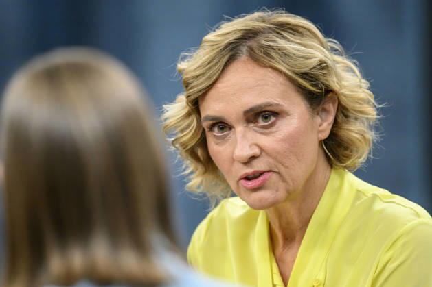 Pictured, from left: Caren Miosga, GER, Berlin, studio, guest on Caren Miosga’s show, political talk show, TV program, Das Erste, broadcast from Studio 20 in Berlin-Adlershof; topic: the results and consequences of the state election in Saxony-Anhalt, The AfD and the state election in Saxony-Anhalt, September 6, 2026, Copyright: HMBxMedia UwexKoch