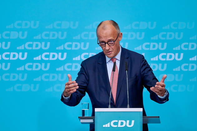 Chancellor Friedrich Merz at the CDU’s final campaign rally ahead of the upcoming Berlin House of Representatives election at the Konrad Adenauer House in Berlin. Snapshot photography by F. Boillot