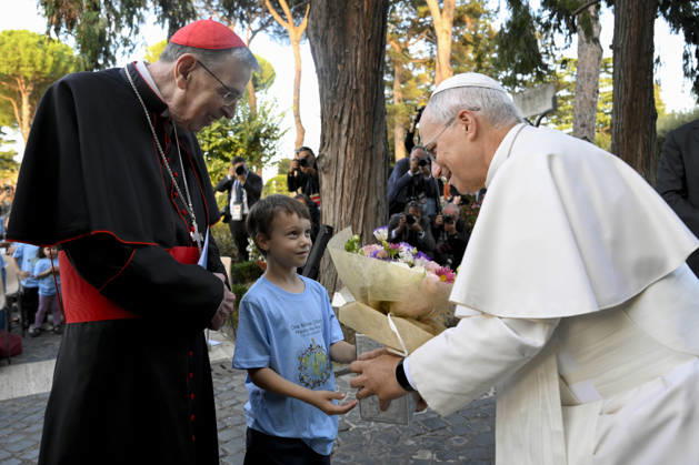 IPA89187803 - Italy, Rome, Vatican, October 1, 2026: Pope Leo XIV reacts as he attends the One Million Children Praying the Rosary event at the Lourdes Grotto in the Vatican Gardens. Photograph by VATICAN MEDIA Catholic Press Photo Copyright: xVATICANxMEDIA xxCatholicxPressxPhotox xx IPA89187803