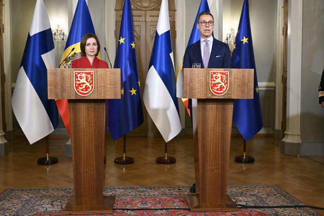 LKS 20261002 Moldovan President Maia Sandu and Finnish President Alexander Stubb attend a press conferance at the Presidential Palace in Helsinki, Finland, on October 2, 2026. President Sandu pays a working visit to Finland. - MIKKO STIG Helsinki Finland Copyright: xMikkoxStigx ycgcR0-X49g