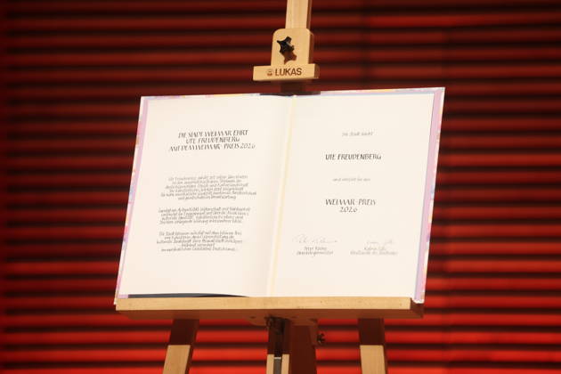 Weimar Prize Awarded to Ute Freudenberg Weimar, October 3, 2026 Weimar Prize Awarded to Ute Freudenberg The award ceremony took place on German Unity Day at the Weimarhalle and is Copyright: xMatthiasxGränzdörferx