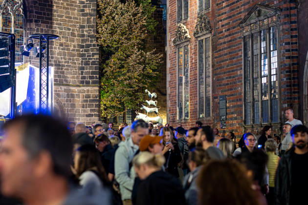 Celebrating German Unity Day in Bremen: German Unity Day 2026 Celebrations, Bremen, October 3, 2026, Bremen, public festival, Fanta Vier concert, illuminations along the Schlachte, light show in Bremen, Germany, Oc Fanta4 + Illumination HB 3.10.26 LR-1533