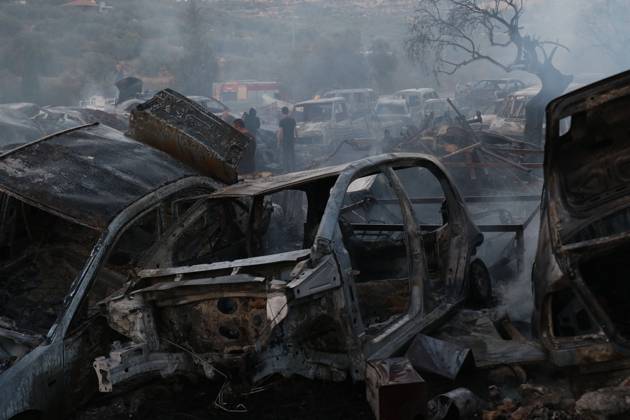 Israeli Settlers Set Fire To Olive Trees And Car Scrap Yard Near Silwad SILWAD, WEST BANK, PALESTINE OCTOBER 4, 2026: Israeli settlers set fire to olive trees and a car scrap yard between the villages of Ein Yabrud and Silwad, according to the information provided. The owner of the repair shop said more than 50 cars were destroyed in the fire. The incident occurred amid ongoing attacks targeting Palestinian property and agricultural land in the area. Fires affecting olive trees and other Palestinian property have also been reported in areas around Silwad. Ramallah Palestine, State of Copyright: x xSalmanxMohsenxAlkhatibx xJNAxPressx