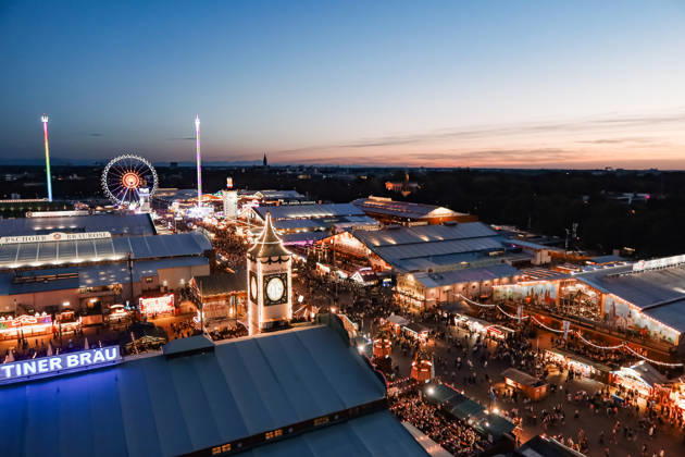 IPA89308759 - Munich, The 191st edition of Oktoberfest. Pictured: An aerial view of the world s largest and most famous folk festival  Copyright: xAlessandroxBremecx xx IPA89308759