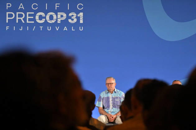 ANTHONY ALBANESE PRECOP MEETING, Australia™s Prime Minister Anthony Albanese during a traditional welcome ceremony during the Pre-Cop31 meeting in Fiji, Monday, October 5, 2026. ( NO ARCHIVING NADI Fiji  Copyright: xMICKxTSIKASx 20261005112027840564