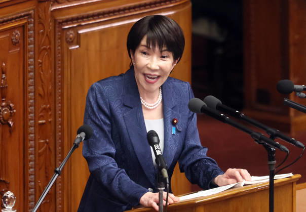 October 5, 2026, Tokyo, Japan - Japanese Prime Minister Sanae Takaichi delivers her policy speech at Lower House s plenary session at the National Diet in Tokyo on Monday, October 5, 2026. The 69-day extraordinary Diet session will convene through December 12. (photo by Yoshio Tsunoda AFLO) aflo_353477551