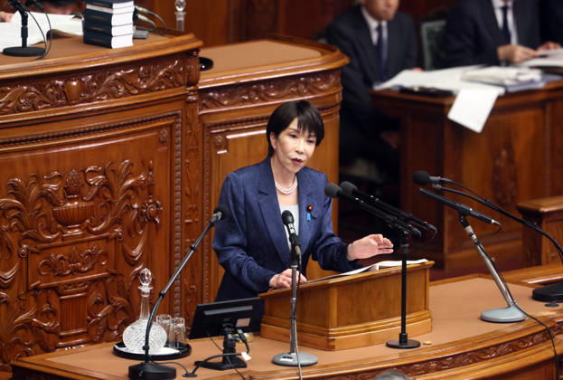 October 5, 2026, Tokyo, Japan - Japanese Prime Minister Sanae Takaichi delivers her policy speech at Lower House s plenary session at the National Diet in Tokyo on Monday, October 5, 2026. The 69-day extraordinary Diet session will convene through December 12. (photo by Yoshio Tsunoda AFLO) aflo_353477560