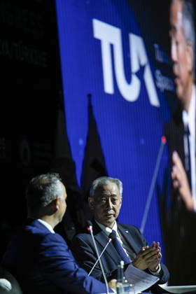 Space agency heads convene for a special session as part of IAC in Antalya ANTALYA, TURKIYE - OCTOBER 5: JAXA President Yamakawa Hiroshi (R), delivers a speech during the Space Agency Heads session held as part of the 77th International Astronautical Congress (IAC) at the NEST Congress Center in Antalya, Turkiye, on October 5, 2026. The congress is organized by the International Astronautical Federation (IAF), coordinated by the Turkish Ministry of Industry and Technology, and co-hosted by the Turkish Space Agency (TUA) and SAHA Istanbul. Osmancan Gurdogan Anadolu Antalya Turkey. Editorial use only. Please get in touch for any other usage.  Copyright: x2026xAnadoluxOsmancanxGurdoganx
