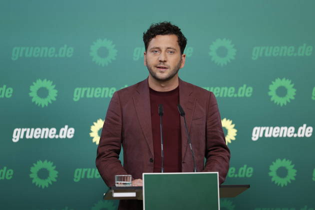 Felix Banaszak, Co-Chair of Alliance 90 The Greens, Press Conference on October 5, 2026, held on October 5, 2026, in Berlin at the Alliance 90 The Greens party headquarters, Germany