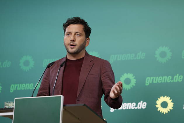 Felix Banaszak, Co-Chair of Alliance 90 The Greens, Press Conference on October 5, 2026, held on October 5, 2026, in Berlin at the Alliance 90 The Greens party headquarters, Germany