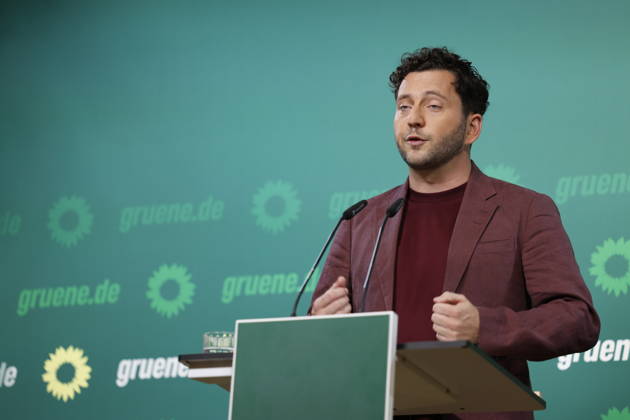 Felix Banaszak, Co-Chair of Alliance 90 The Greens, Press Conference on October 5, 2026, held on October 5, 2026, in Berlin at the Alliance 90 The Greens party headquarters, Germany