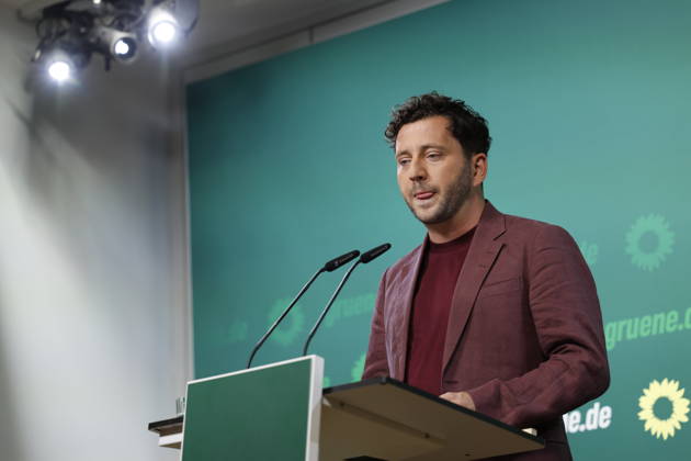 Felix Banaszak, Co-Chair of Alliance 90 The Greens, Press Conference on October 5, 2026, held on October 5, 2026, in Berlin at the Alliance 90 The Greens party headquarters, Germany