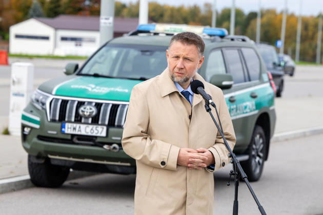 The meeting between Martynas Katelynas and Marcin Kierwinski at the Budzisko Border Control Point on October 5, 2026, in Budzisko Copyright: xTeodorasxBiliūnas BNSx