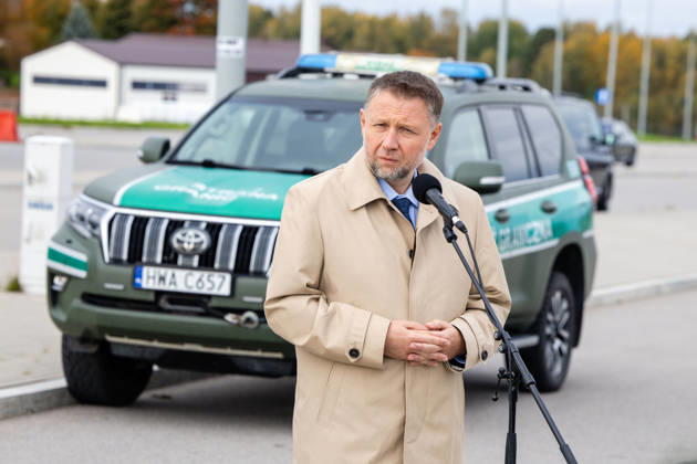 The meeting between Martynas Katelynas and Marcin Kierwinski at the Budzisko border checkpoint on October 5, 2026, in Budzisko Copyright: xTeodorasxBiliūnas BNSx