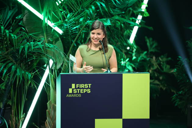 FIRST STEPS 2026 Documentary Film Winner: *WAS AN EMPFINDSAMKEIT BLEIBT* by Daniela Magnani HuÌˆller. Award ceremony on stage at the FIRST STEPS 2026 awards ceremony at the Theater des Westens in Berlin Copyright: xEventpressxFuhrx