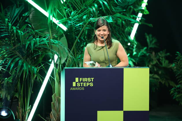 FIRST STEPS 2026 Documentary Film Winner: *WAS AN EMPFINDSAMKEIT BLEIBT* by Daniela Magnani HuÌˆller; Award Ceremony on Stage at the FIRST STEPS 2026 Awards at the Theater des Westens in Berlin Copyright: xEventpressxFuhrx