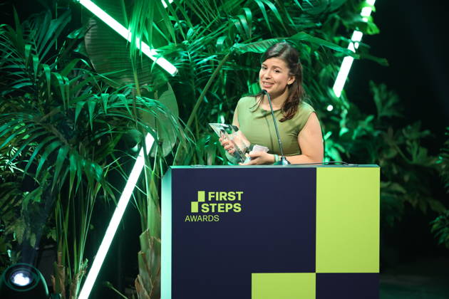 FIRST STEPS 2026 Documentary Film Winner: *WAS AN EMPFINDSAMKEIT BLEIBT* by Daniela Magnani HuÌˆller; Award Ceremony on Stage at the FIRST STEPS 2026 Awards at the Theater des Westens in Berlin Copyright: xEventpressxFuhrx
