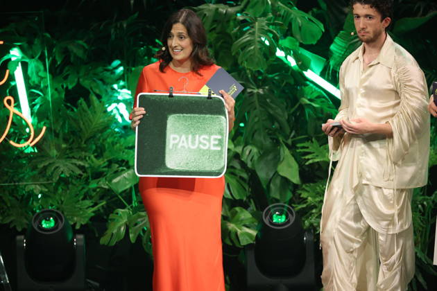 FIRST STEPS 2026: Hosts Malaya and Maximilian; Screenplay Laudation by Leila Hamid; Award Ceremony on Stage at the FIRST STEPS 2026 Awards at the Theater des Westens in Berlin Copyright: xEventpressxFuhrx