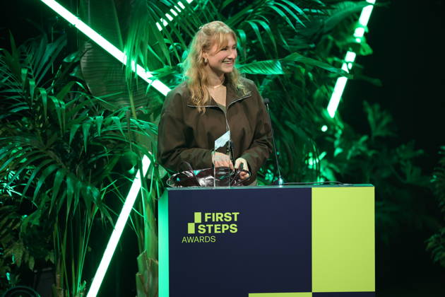 FIRST STEPS 2026 Screenplay Winner: *BLAUE STUNDE* by Celina Rehr; Award presentation on stage at the FIRST STEPS 2026 ceremony at the Theater des Westens in Berlin Copyright: xEventpressxFuhrx
