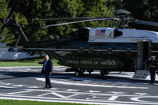 White House Departure 10 05 26 UNITED STATES - OCTOBER 5: President Donald Trump speaks with reporters on the South Lawn of the White House before boarding Marine One en route to Nebraska on Monday, October 5, 2026. (Tom Williams CQ Roll Call) Washington DC United States EDITORIAL USE ONLY Copyright: x2026xCQ-RollxCall,xInc.x TomxWilliamsx rollcallpix173143
