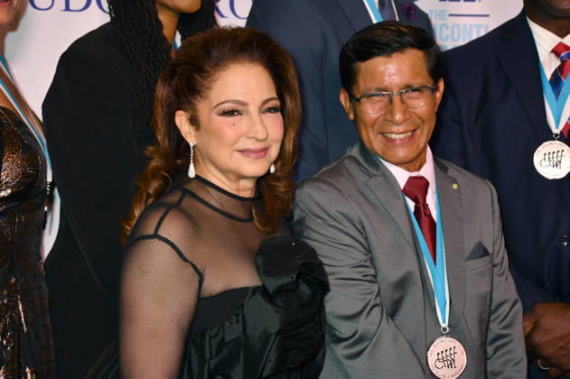 NEW YORK, NY - OCTOBER 5: Gloria Estefan and Edgar Prado at the 41st Annual Great Sports Legends Dinner on October 5, 2026 at the New York Hilton in New York City. Copyright: xmpi099 MediaPunchx