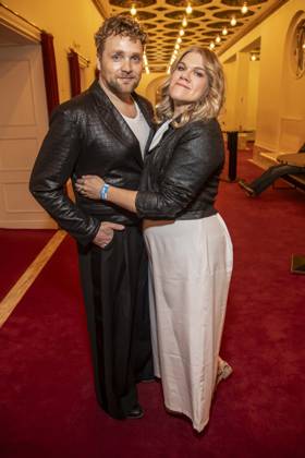 ABB FIRSTSTEPS: Knud Riepen and Gisa Flake attend the party following the 2026 FIRST STEPS Awards ceremony at the Theater des Westens on October 5, 2026, in Berlin, Germany
