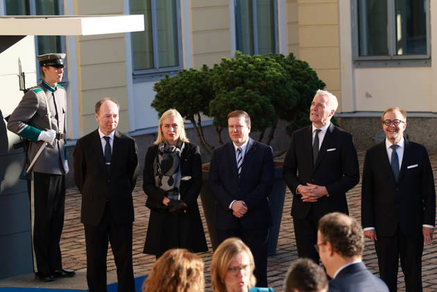 October 6, 2026, Espoo, Espoo, Finland: President ALEXANDER STUBB and his spouse SUZANNE INNES-STUBB welcome King FELIPE VI and Queen LETIZIA of Spain during the official welcoming ceremony marking the start of the royal couple s state visit to strengthen bilateral relations. Espoo Finland - ZUMAt172 20261006_zip_t172_021 Copyright: xJosexTabaresx
