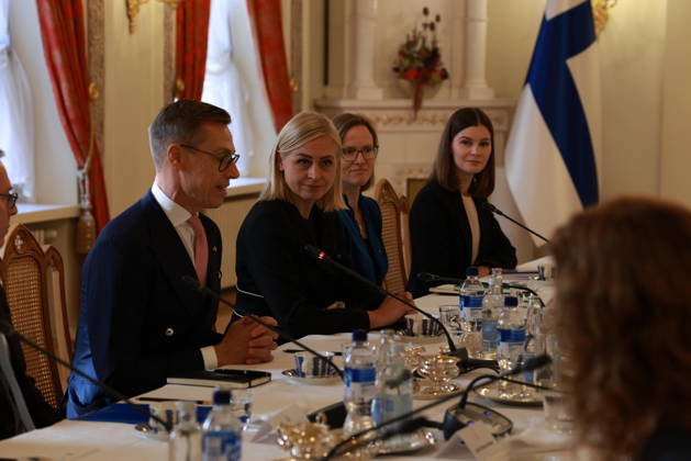 October 6, 2026, Espoo, Espoo, Finland: President ALEXANDER STUBB and his spouse SUZANNE INNES-STUBB welcome King FELIPE VI and Queen LETIZIA of Spain during the official welcoming ceremony marking the start of the royal couple s state visit to strengthen bilateral relations. Espoo Finland - ZUMAt172 20261006_zip_t172_024 Copyright: xJosexTabaresx